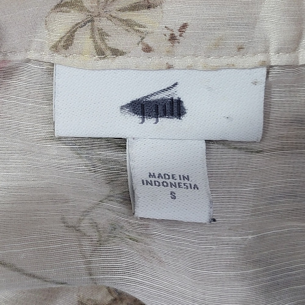 J Jill Top Tunic Sz S Floral Linen Blend Drawstring Waist Coastal Vocation Sheer - Picture 3 of 14